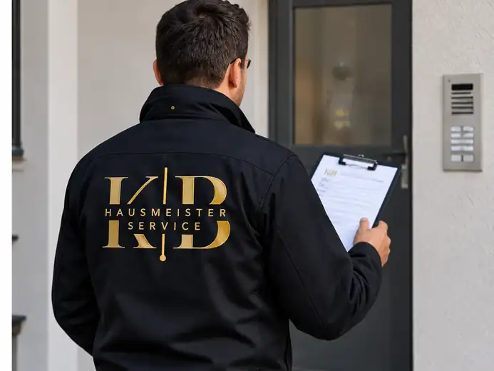 Hausmeister am Gebäudeeingang