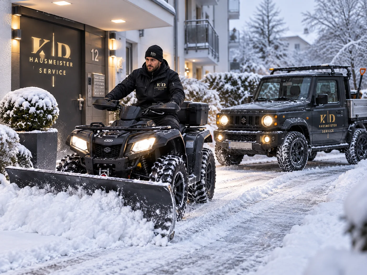 Winterdienst mit Quad und Jimny